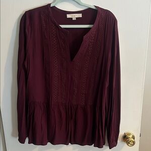 LOFT Deep Burgundy Blouse